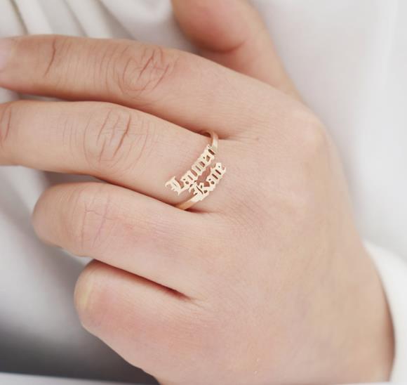 Personalized Double Names Ring - Adjustable collares