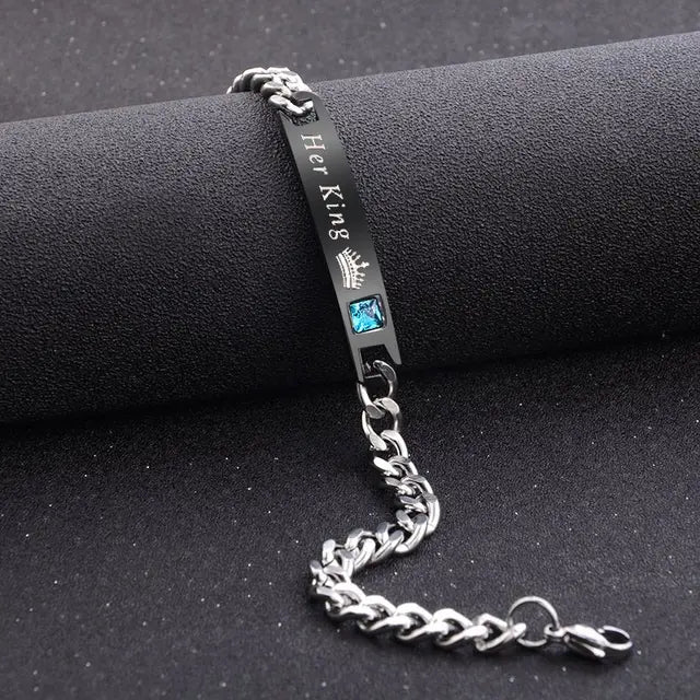 2 Style His Queen Her King Black Rose Gold Color Women