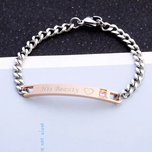 2 Style His Queen Her King Black Rose Gold Color Women