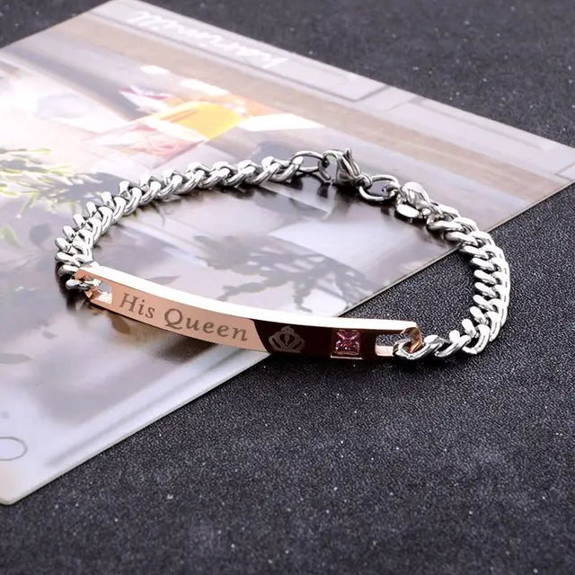 2 Style His Queen Her King Black Rose Gold Color Women