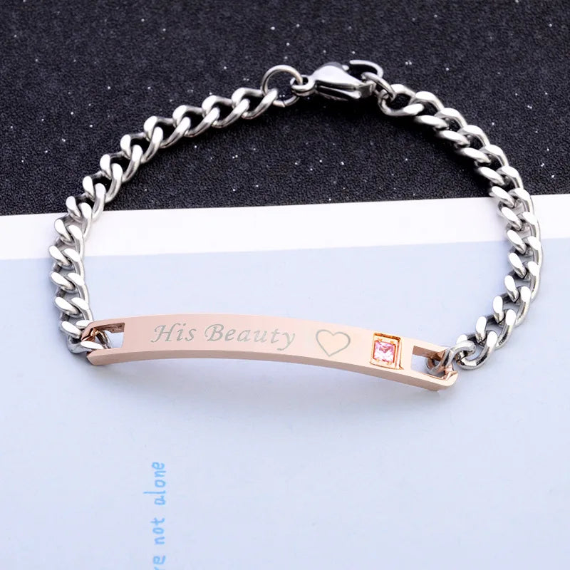 2 Style His Queen Her King Black Rose Gold Color Women