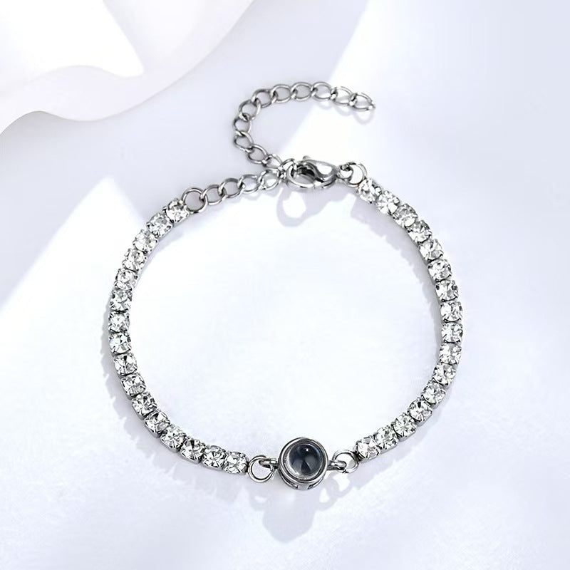 Custom Photo Projection Bracelet with Colored Diamonds