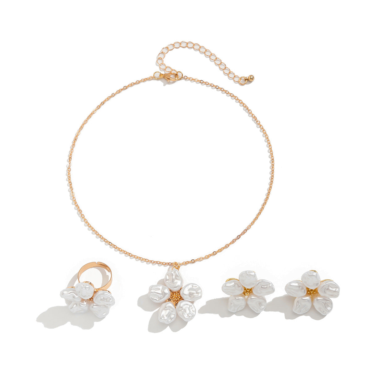 Metallic Pearl Flower Pendant