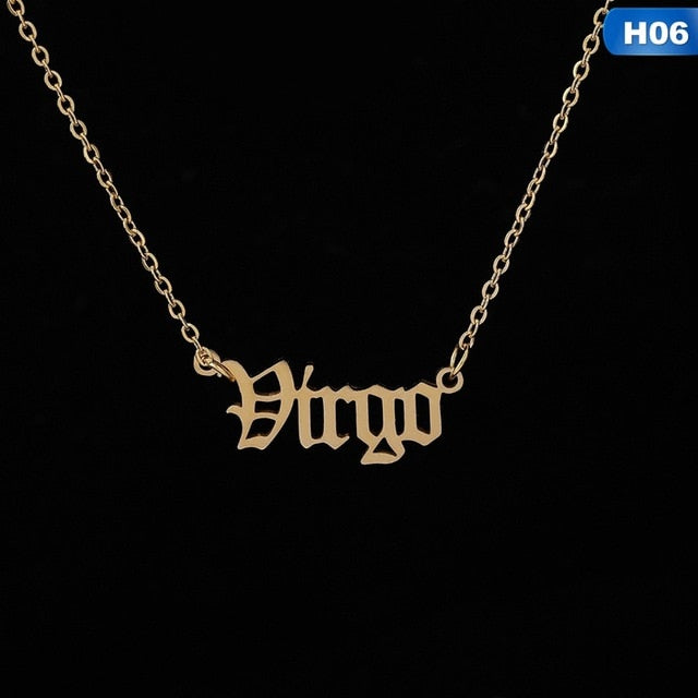 Zodiac Letter Pendant Necklace – Stainless Steel Chain with Symbolic Charm
