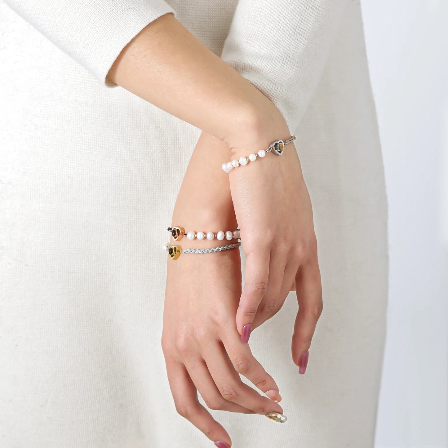 Handmade Pearl Projection Bracelet Custom Photo Luxury