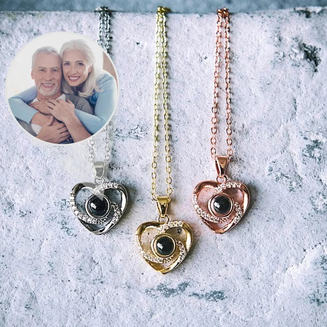 Personalized Heart Projection Necklace Custom Photo Memorial Jewelry Gift