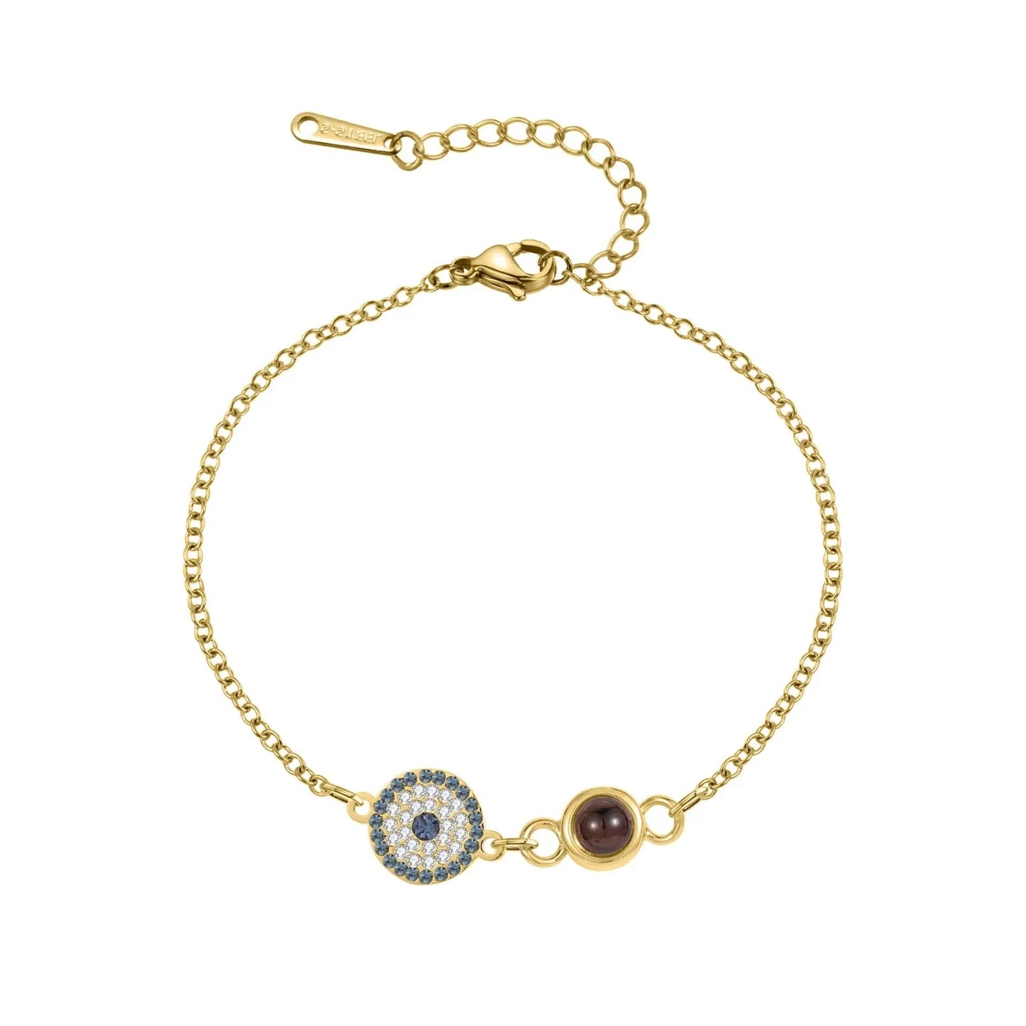 Projection Photo Bracelet With Birthstone Circle Pendant