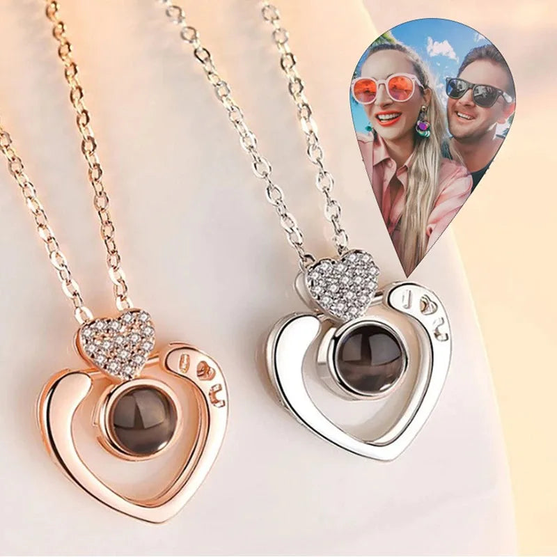 Photo Custom Projection Necklace Lock Shaped