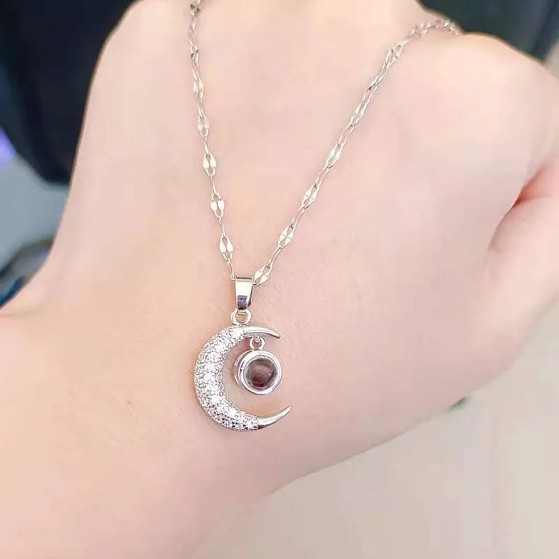 Custom Projection Photo Necklace Trendy Star Moon