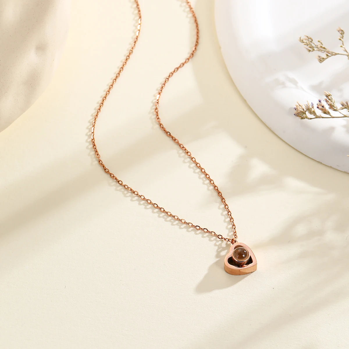Custom Photo Projection Necklaces Personalized Heart Pendant