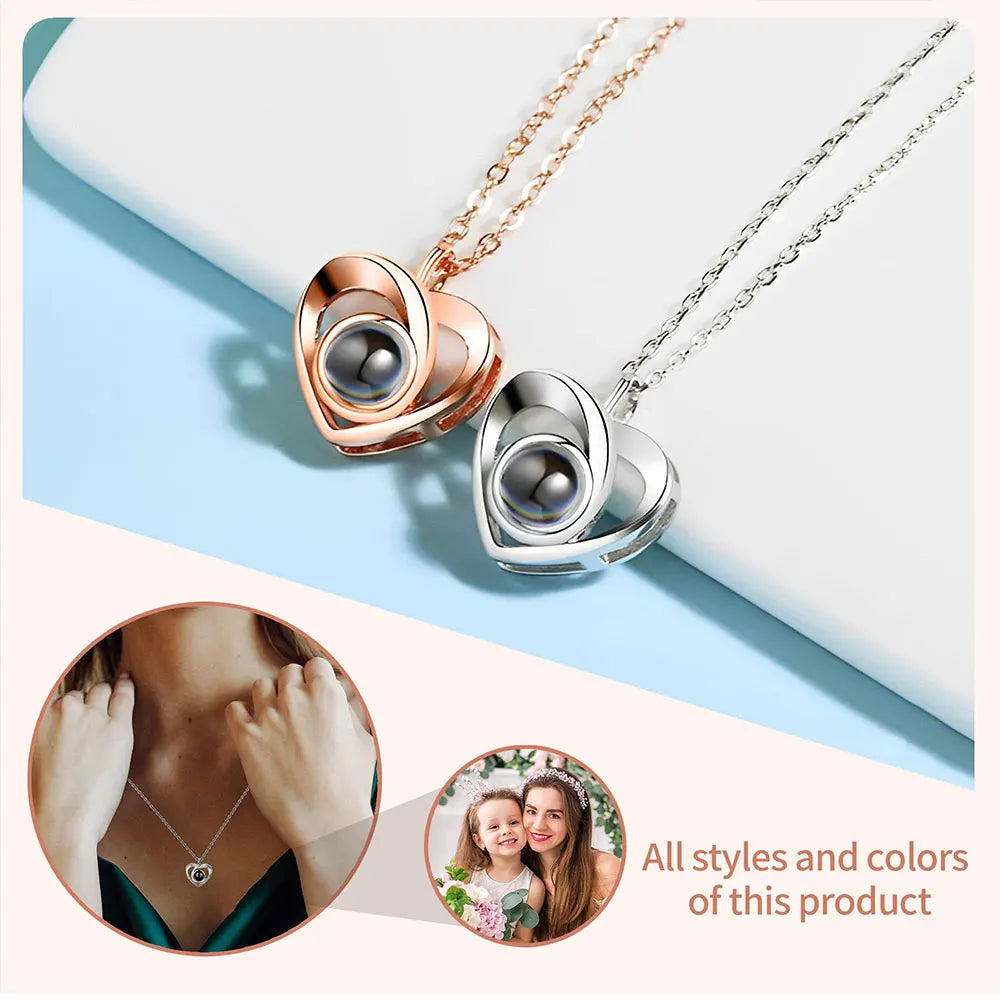 Custom Pet Paw Photo Projection Necklace