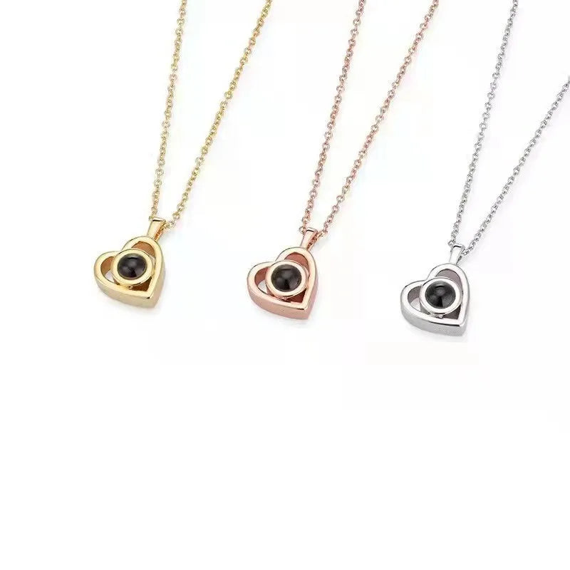 Custom Heart Projection Necklace – Personalized Photo Memory Gift