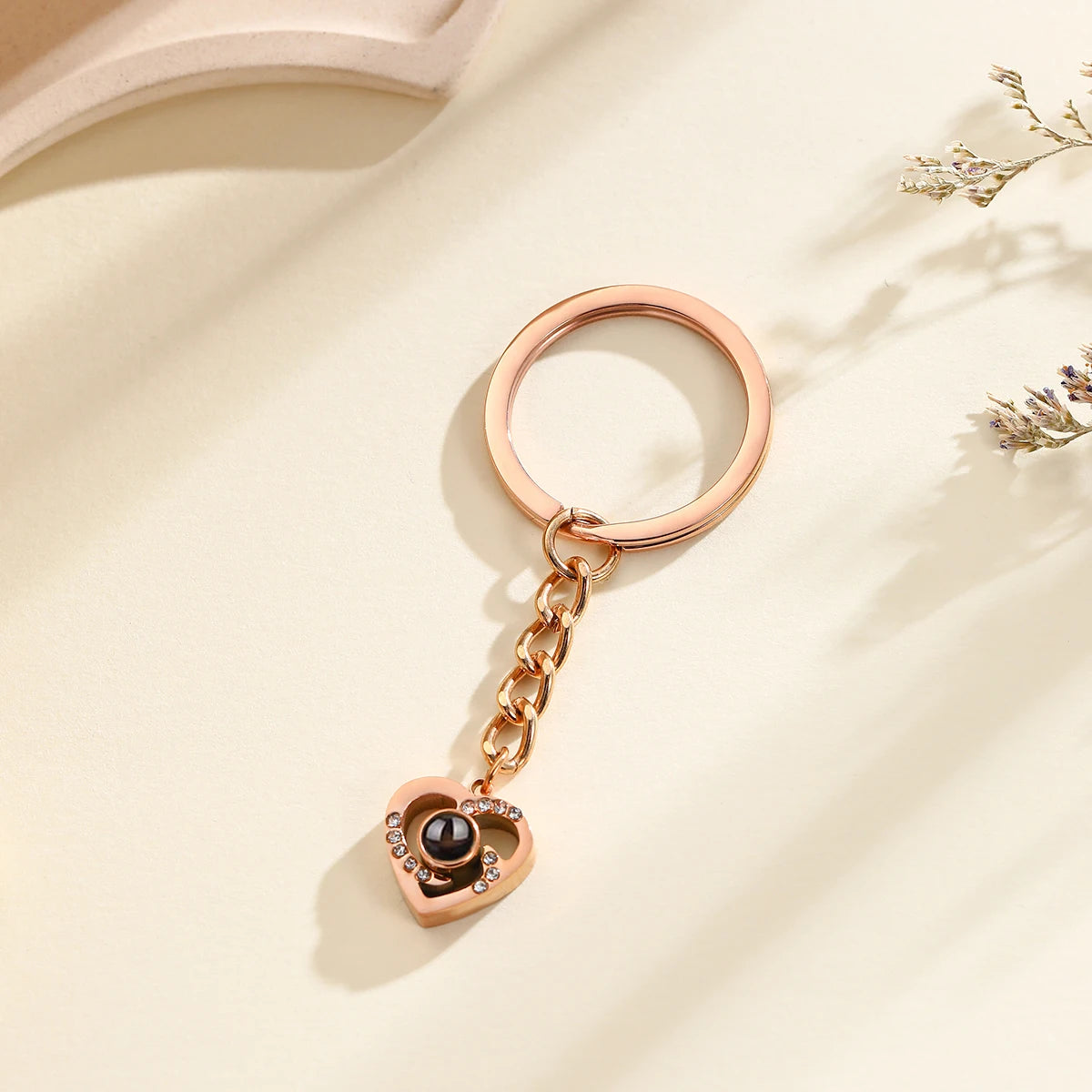 Customizable Photo Projection Keychain Dog Paw Pendant