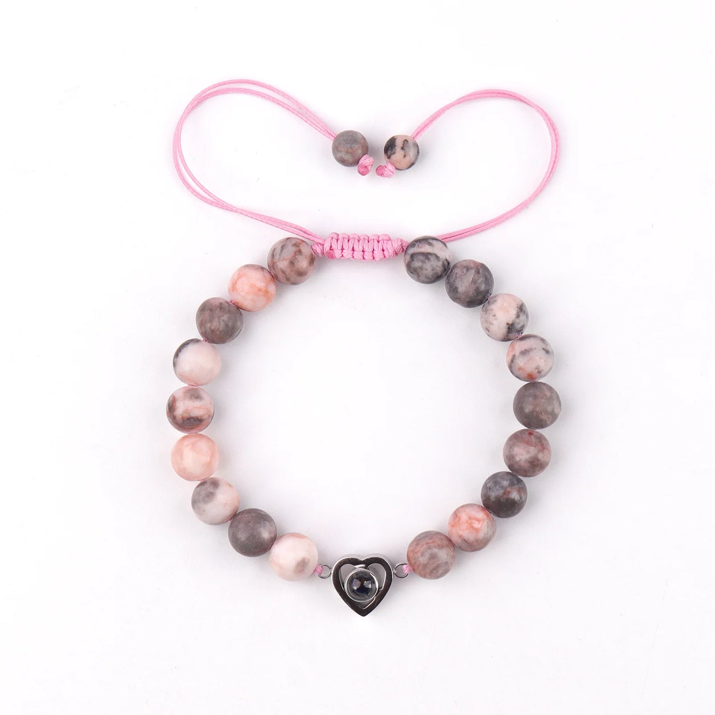 Custom Projection Photo Bracelet 6mm Natural Stone Circle Pendant