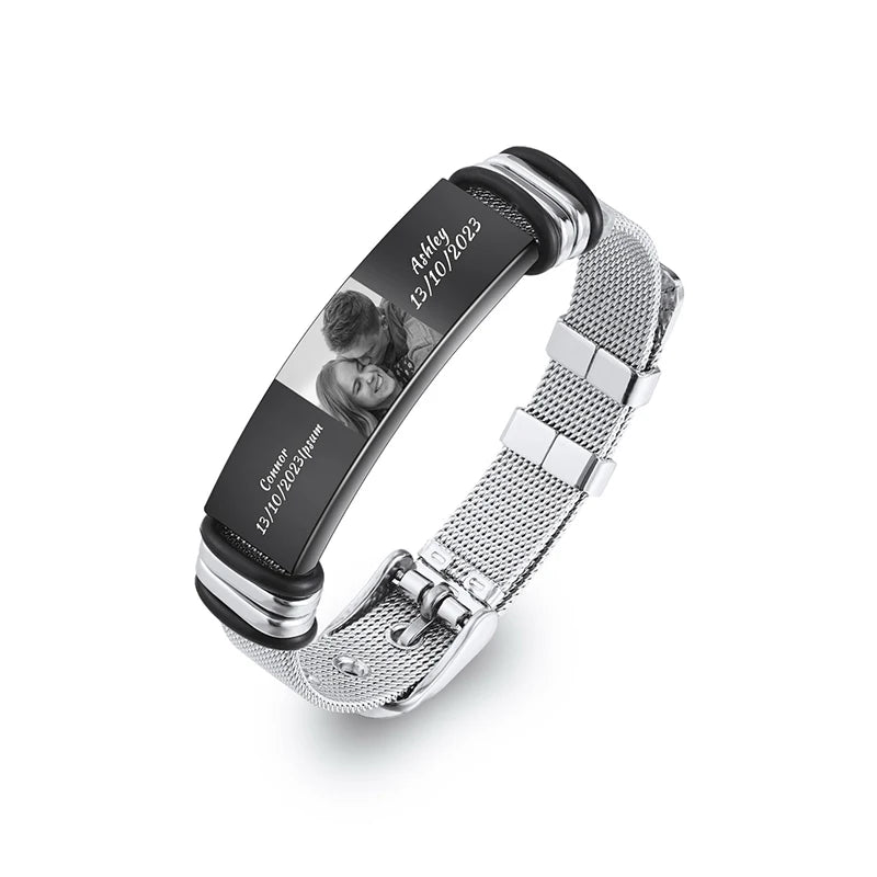 Custom Photo Text Bracelet Personalized Stainless Steel