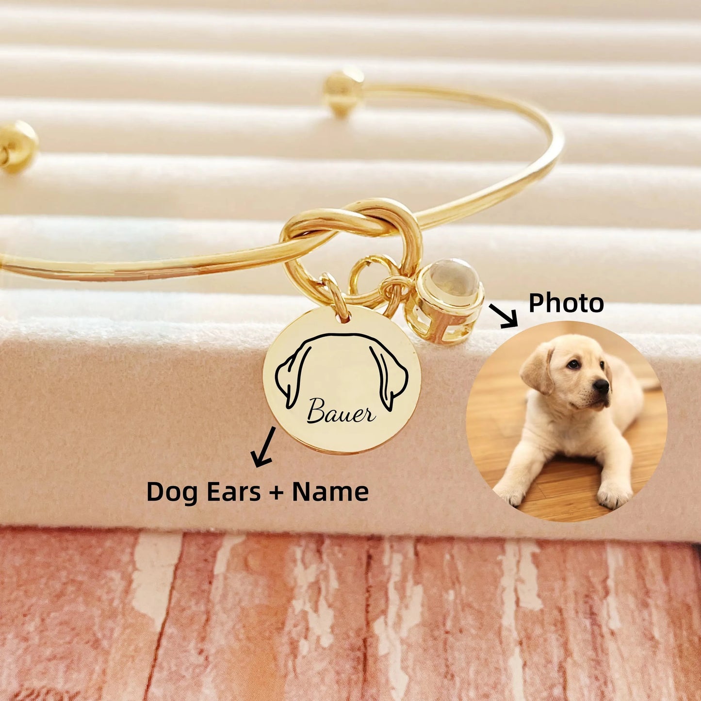Projection Photo Bracelet With Birthstone Circle Pendant