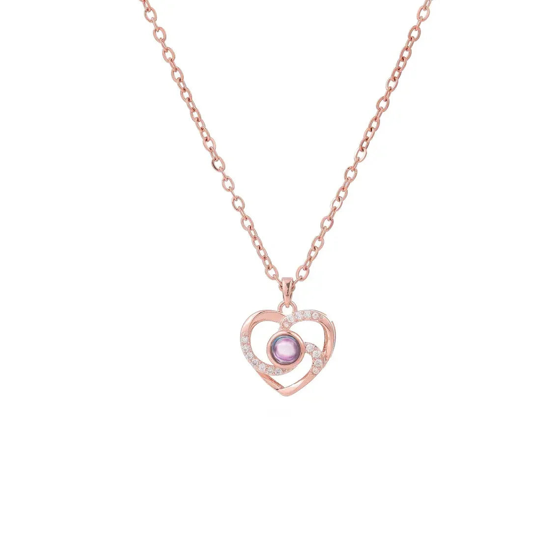Personalized Heart Projection Necklace Custom Photo Memorial Jewelry Gift