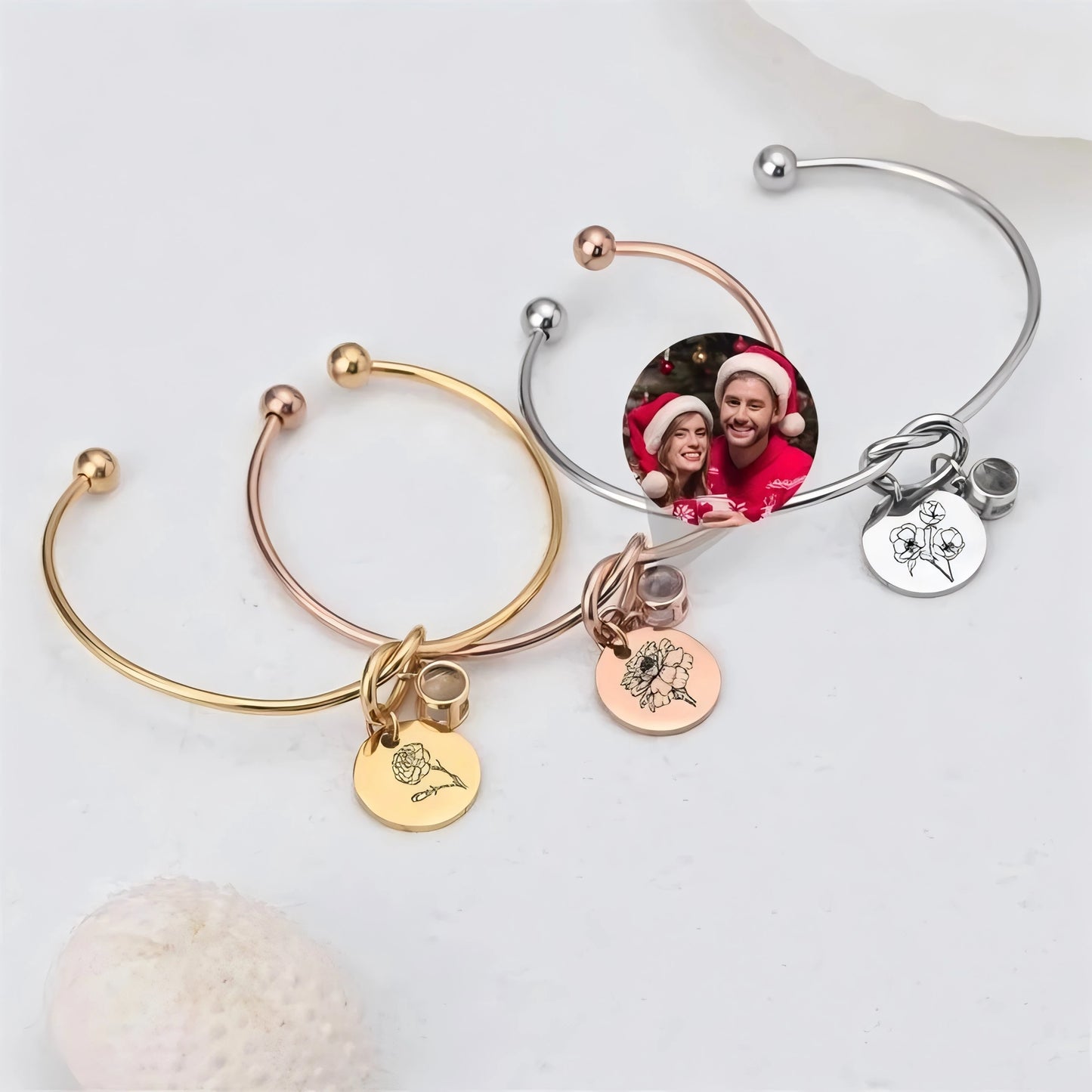 Projection Photo Bracelet With Birthstone Circle Pendant