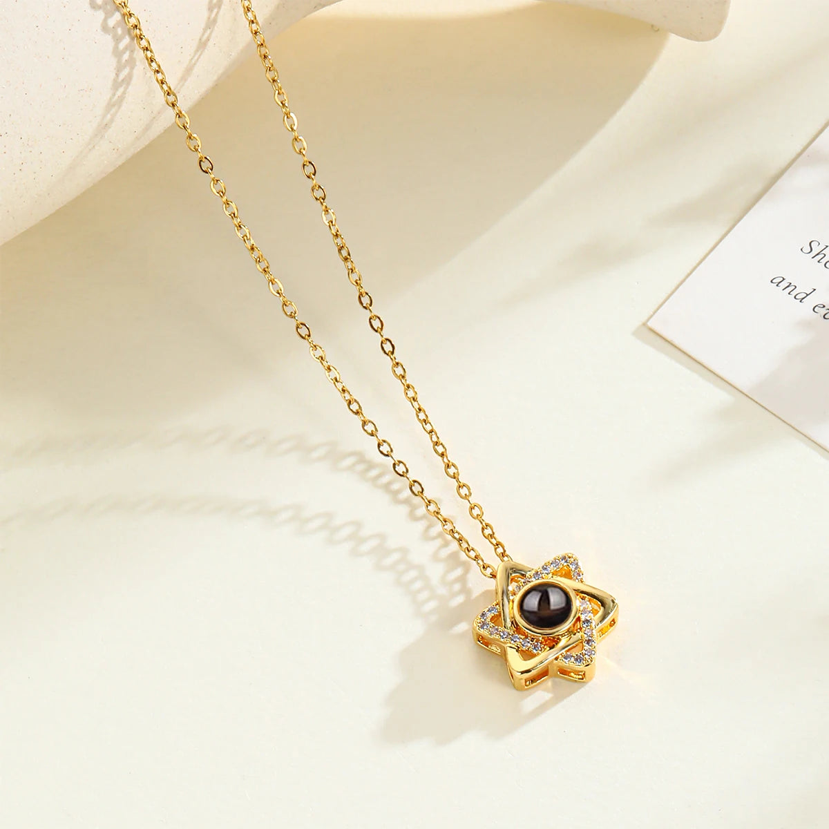 Personalized Projection Photo Necklace Custom Picture Sunflower Pendant