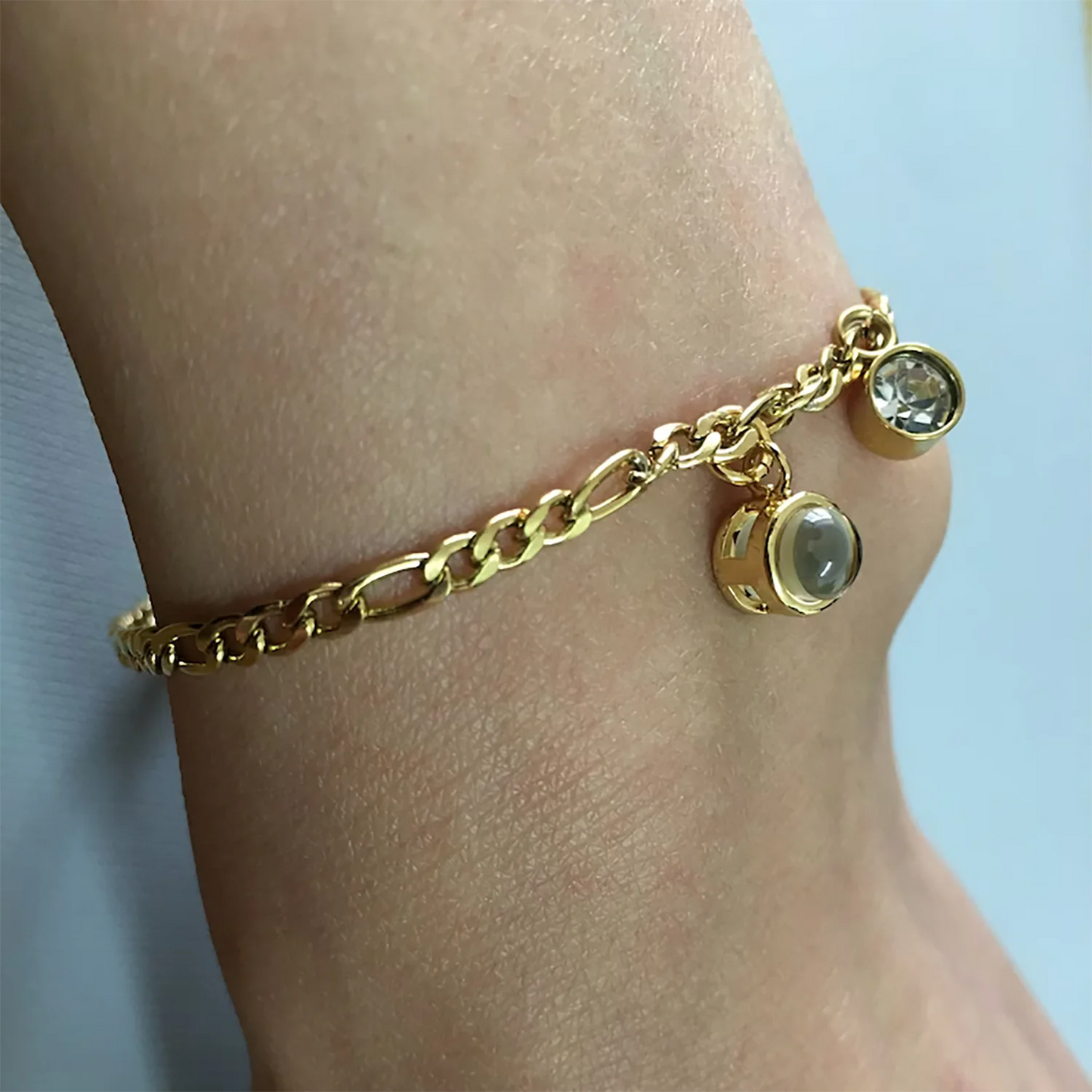 Projection Photo Bracelet With Birthstone Circle Pendant