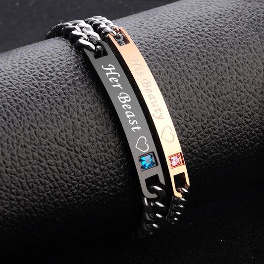 2 Style His Queen Her King Black Rose Gold Color Women