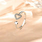 925 Sterling Silver Heart Open Ring – Adjustable with Inlaid Zircon Sparkle