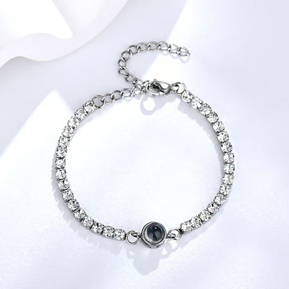 Custom Photo Projection Bracelet with Colored Diamonds
