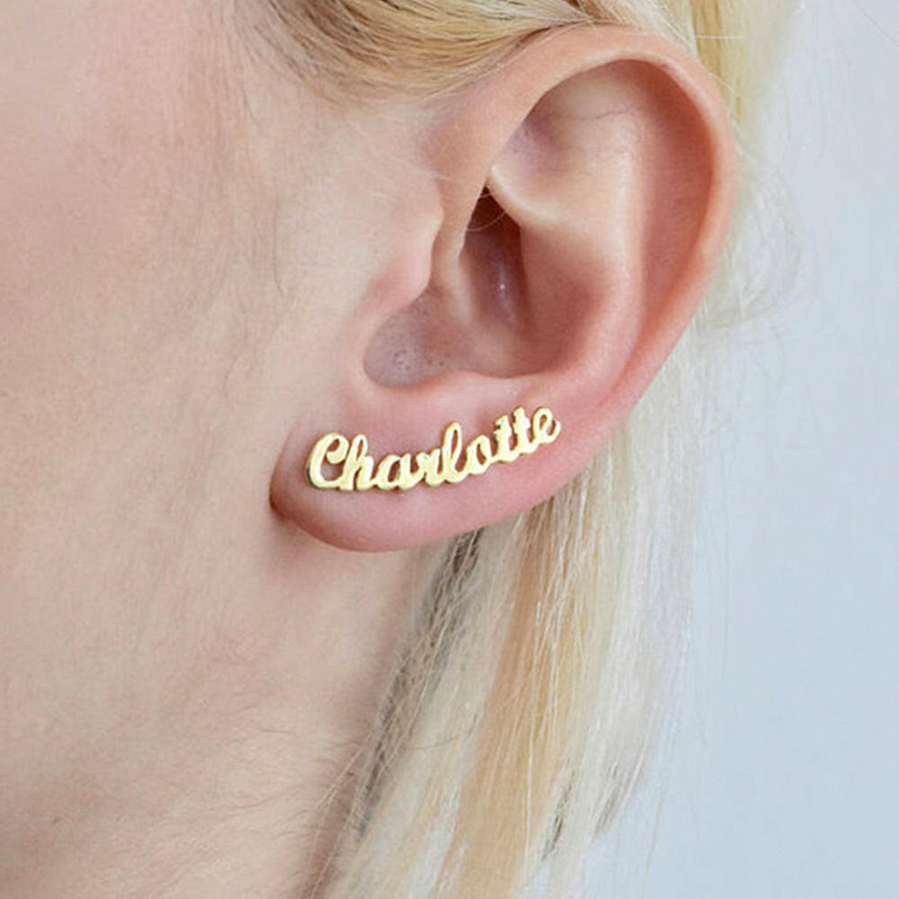 Personalized Name Stud Earrings 18K Plated Stainless Steel.