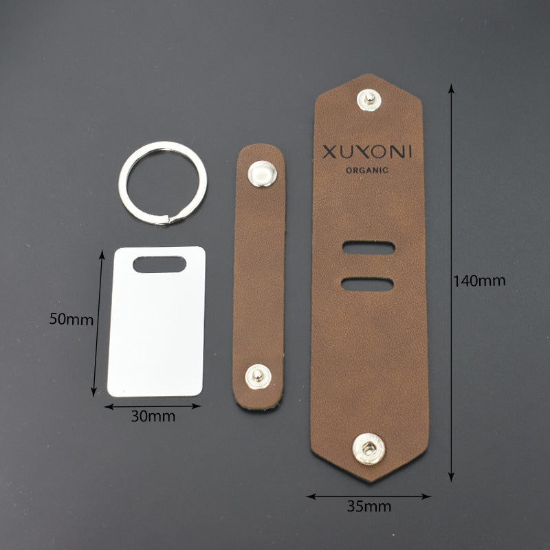 Custom Overprint Photo Leather Keychain – Detachable & Modern Art Design
