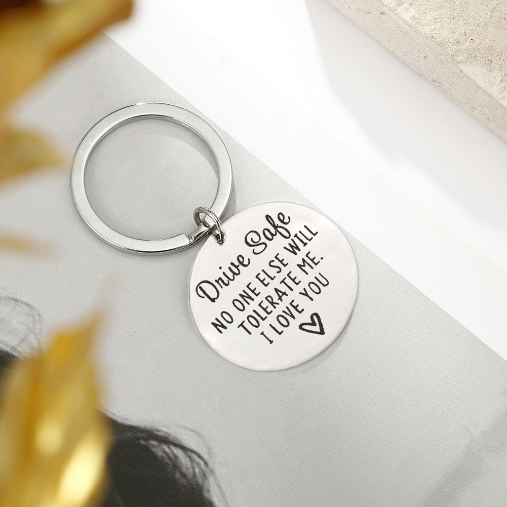 Driving safety stainless steel keychain Couple