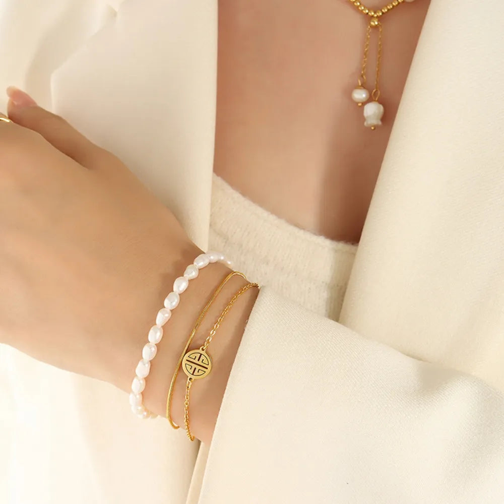 Titanium Steel Pearl Bracelet