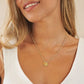 Initial Birthstone Tag Necklace Tiny Name Tag