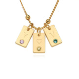 Initial Birthstone Tag Necklace Tiny Name Tag