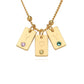 Initial Birthstone Tag Necklace Tiny Name Tag