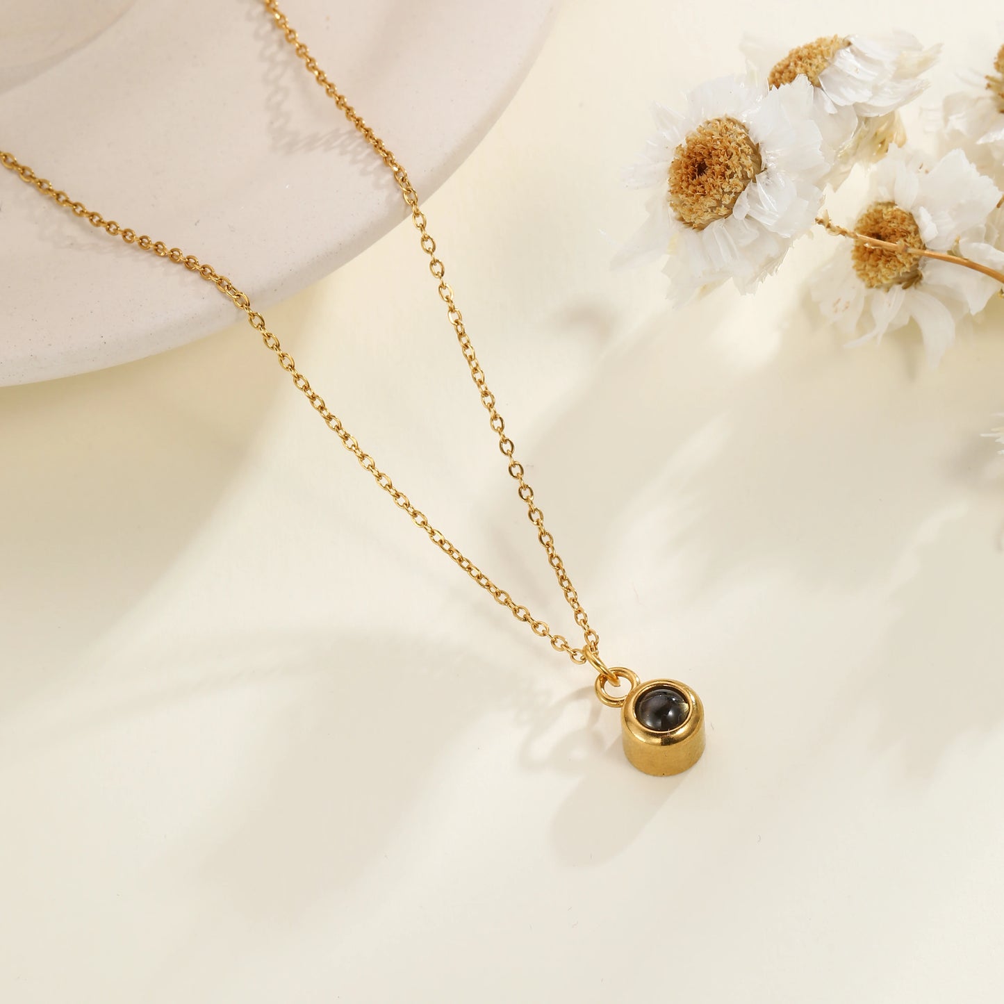 Personalized Projection Photo Necklace Custom Picture Sunflower Pendant