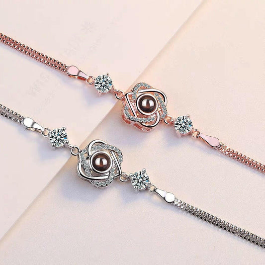 Customized S925 Silver Six-Pointed Star Projection Bracelet.