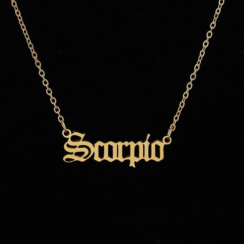 Zodiac Letter Pendant Necklace – Stainless Steel Chain with Symbolic Charm