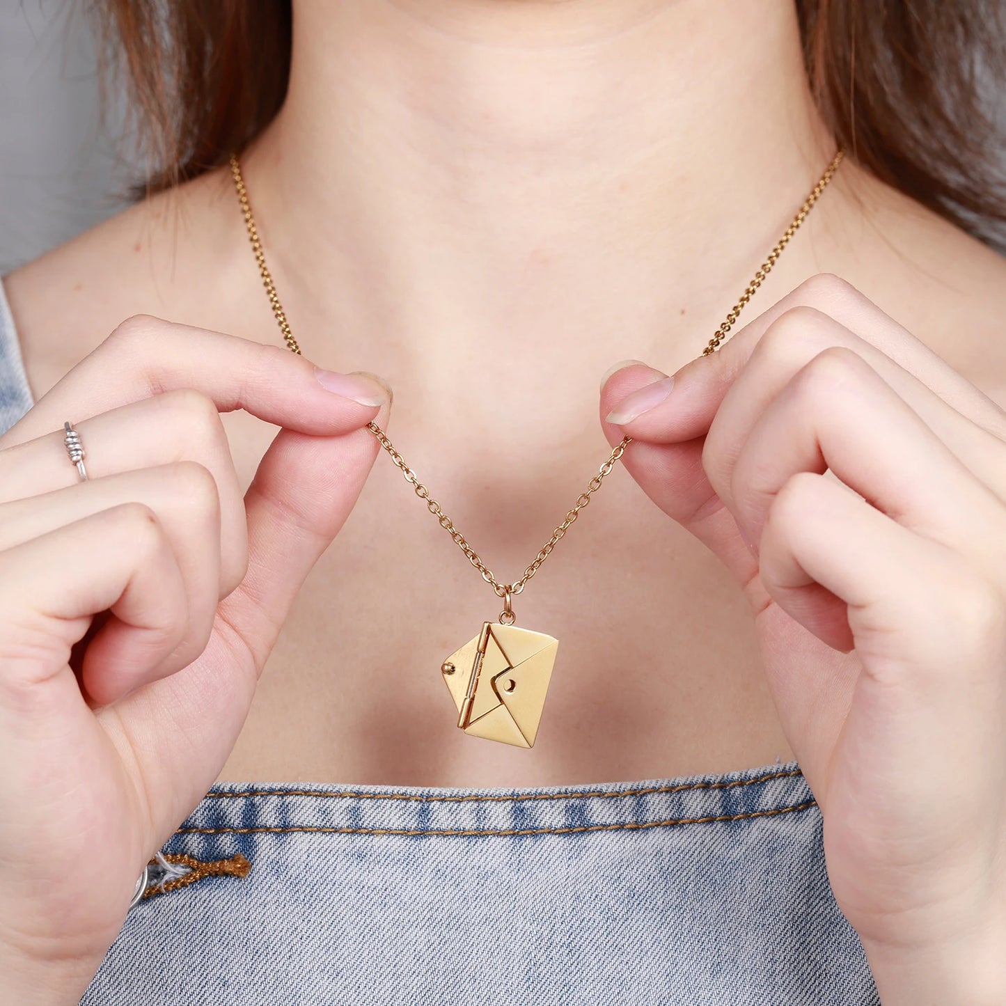 Personalized Envelope Photo Necklace