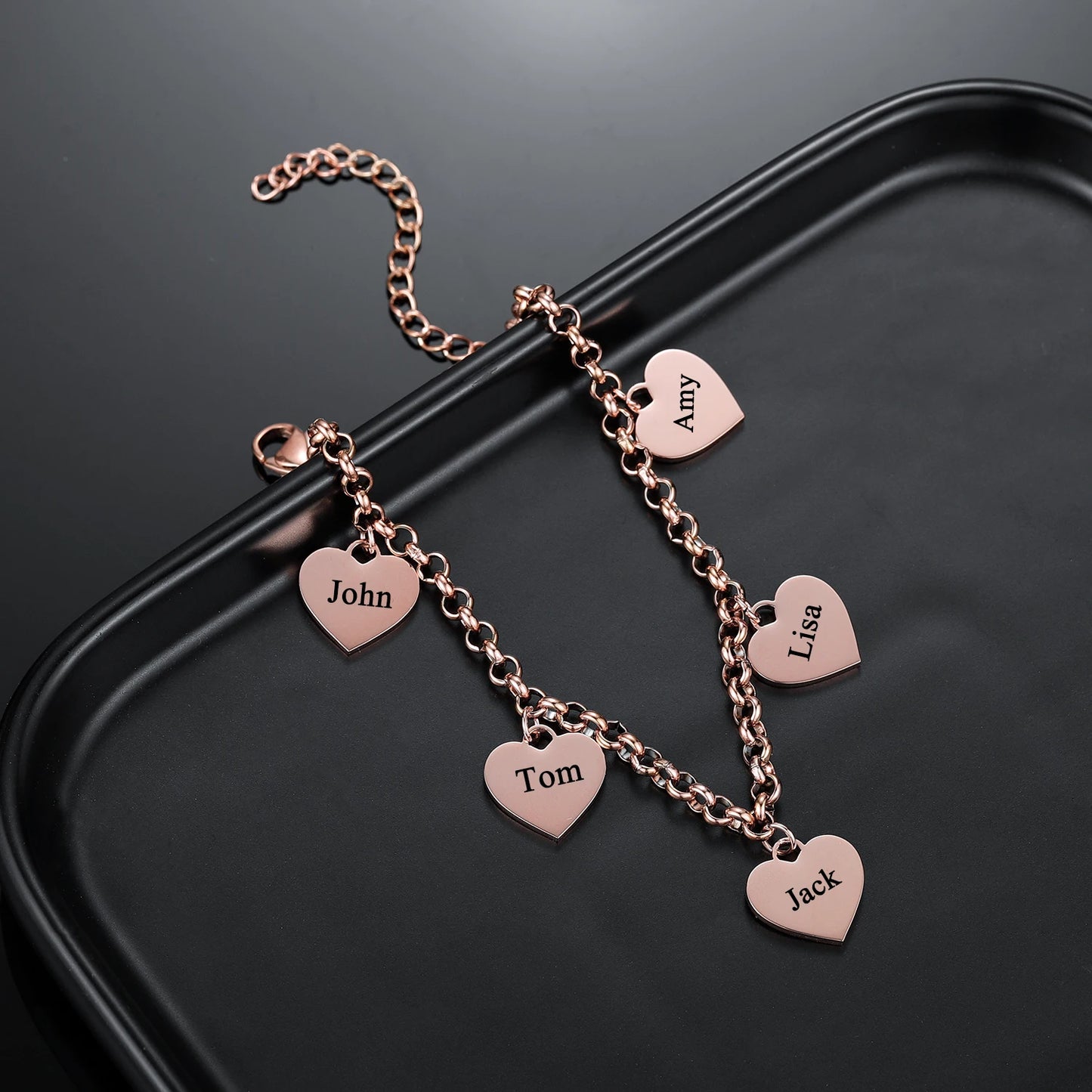 Gold Heart Charm Bracelet