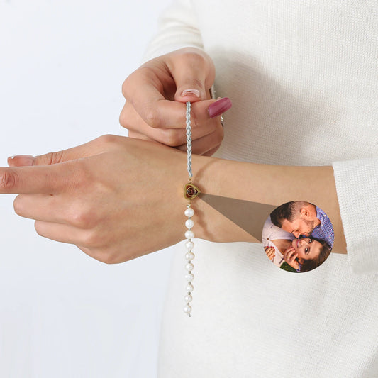 Customized Photo Projection Bracelet Pearl Handmade Bracelet
