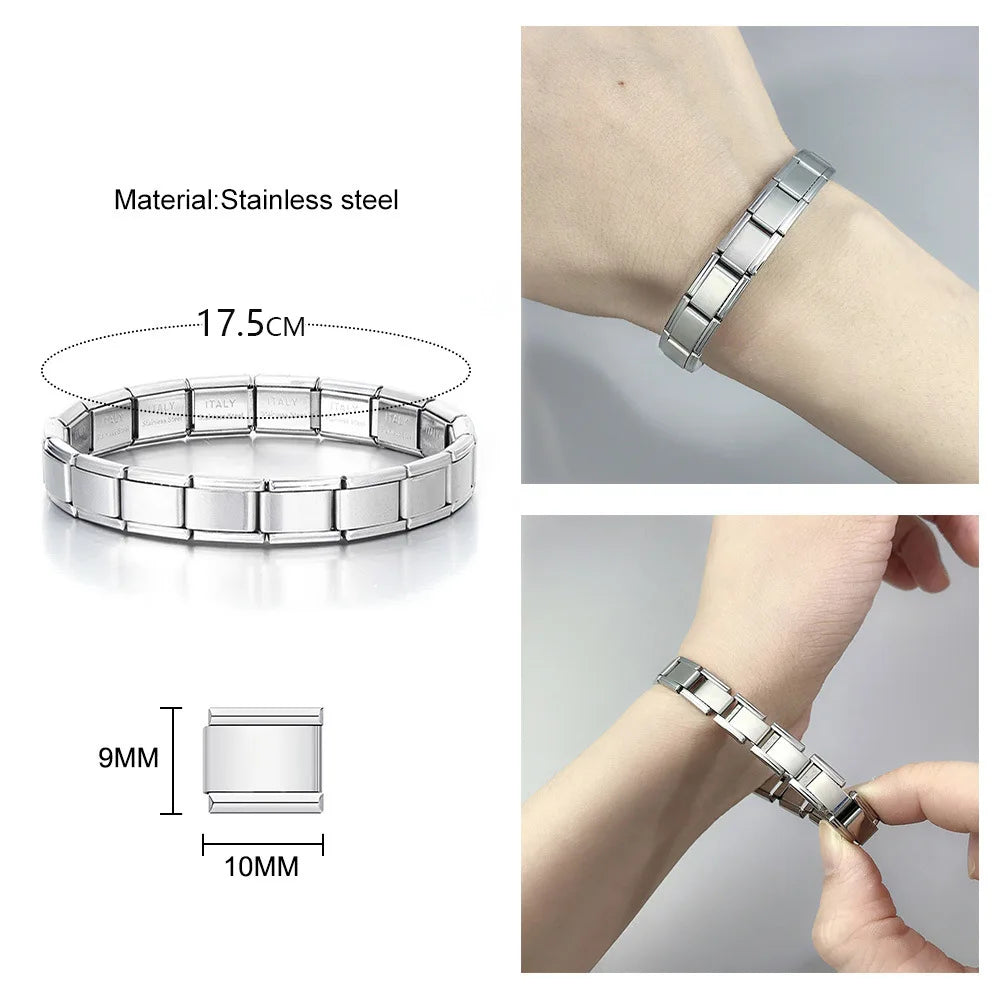 Engraved Name Bracelet With 18 Link Italian Charm Bracelet