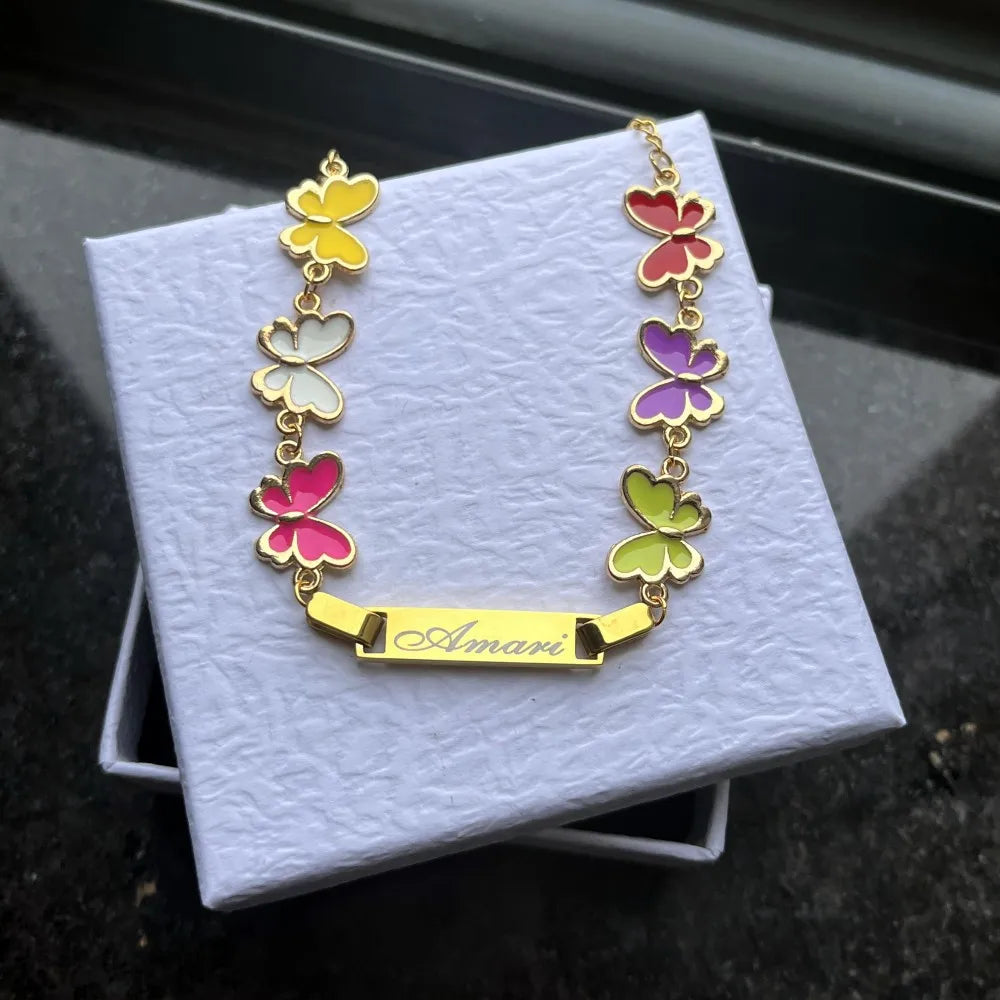 Nameplate Bracelet Butterfly Chain Personalized