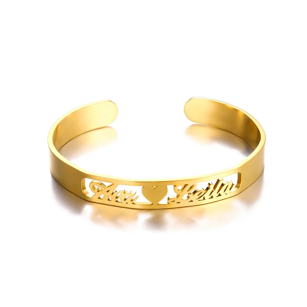 Customized Name Bracelet Stainless Steel Open Bangle