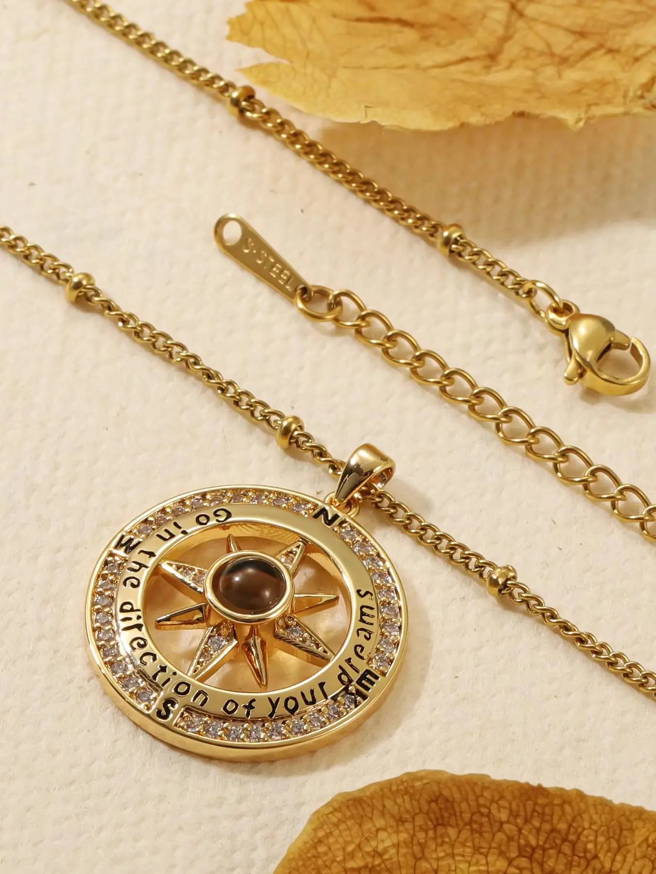 Customization Photo Projection Compass Necklace