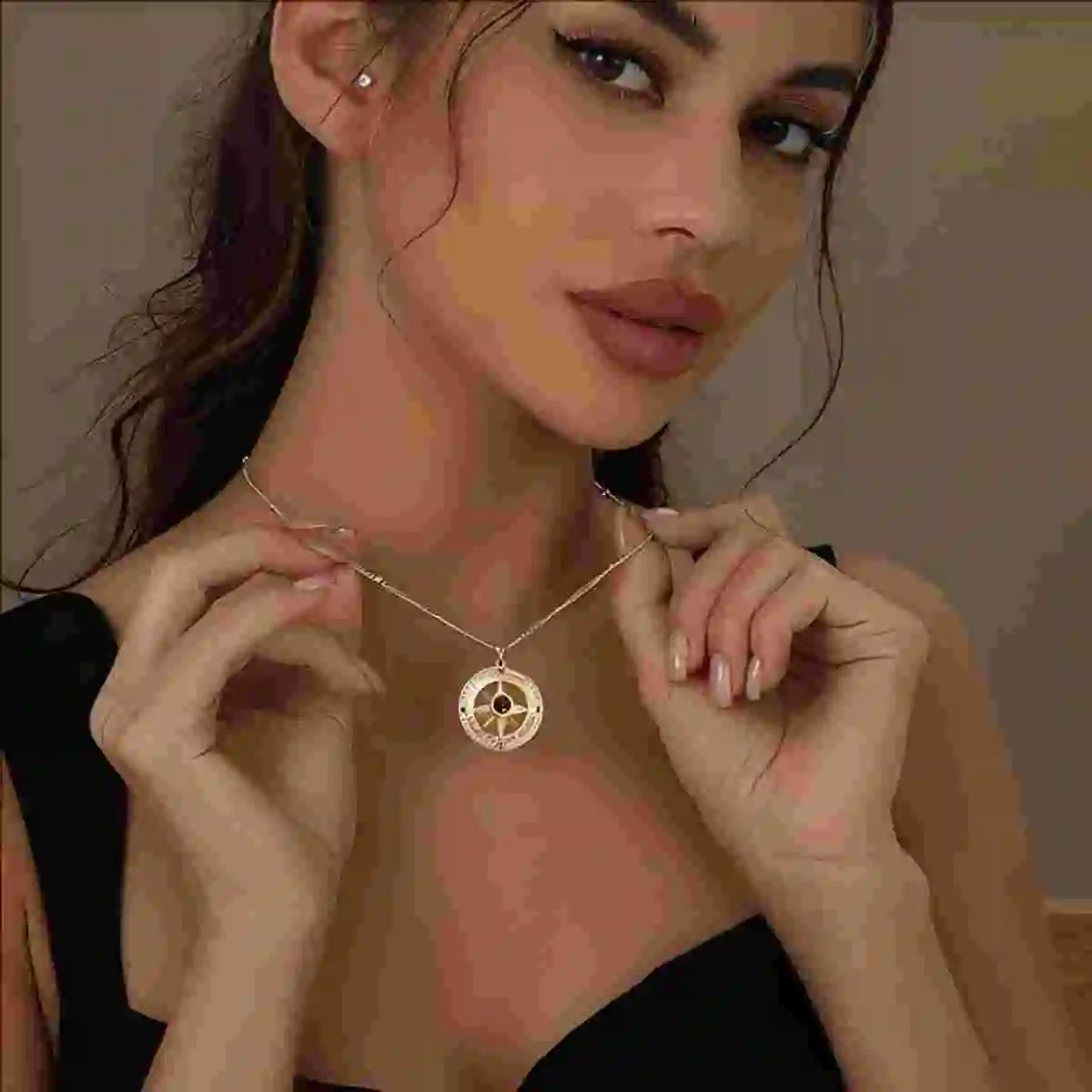 Customization Photo Projection Compass Necklace