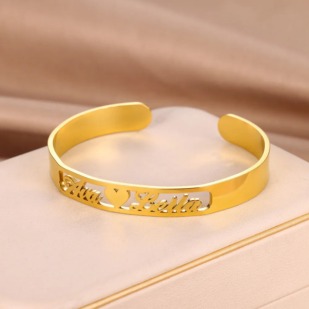 Customized Name Bracelet Stainless Steel Open Bangle