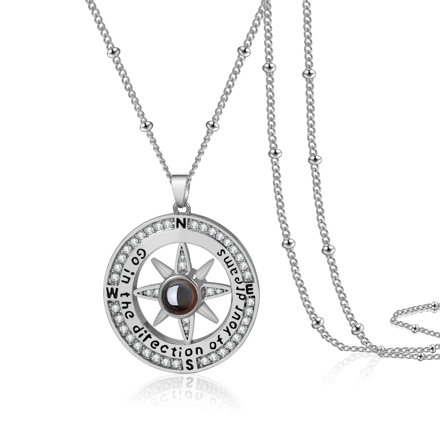 Customization Photo Projection Compass Necklace