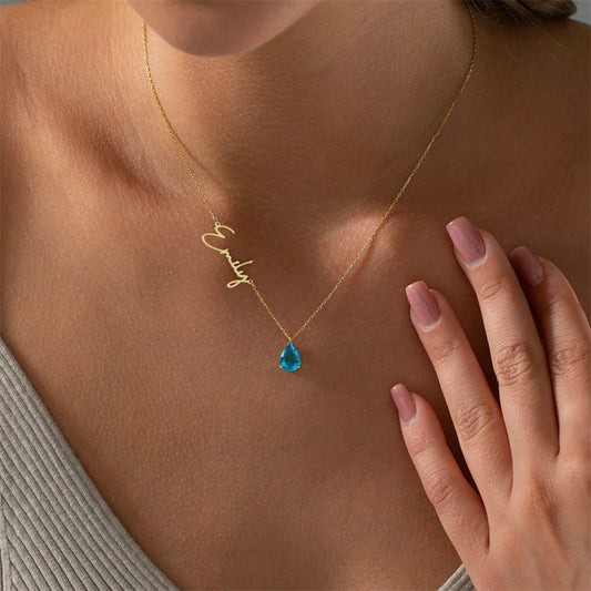 Custom Name Birthstone Necklace Personalized Jewelry