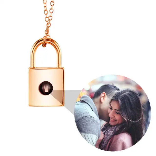 Photo Custom Projection Necklace Lock Shaped