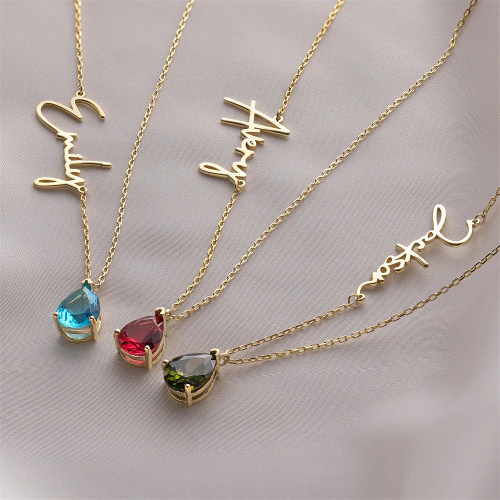 Custom Name Birthstone Necklace Personalized Jewelry